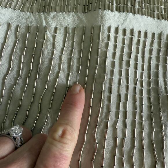 JF & Son Silk Beaded Sequin Skirt Size 4 White Silver SS09 - Picture 14 of 16